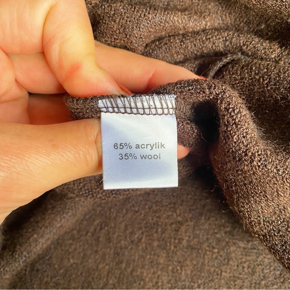🤎 LILA KASS BROWN WOOL BLEND TURTLENECK LONG SLEEVE LOOSE FIT DRESS! - Picture 13 of 13